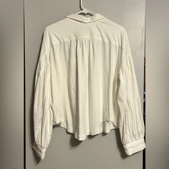 Anthropologie Ivory Maeve Balloon Collared Sleeved Yoke Top - Picture 5 of 10